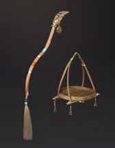 丣·青女配件 琉璃水滴竹藤编篮和花枝瓶金...